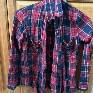 Plaid shirt with studs